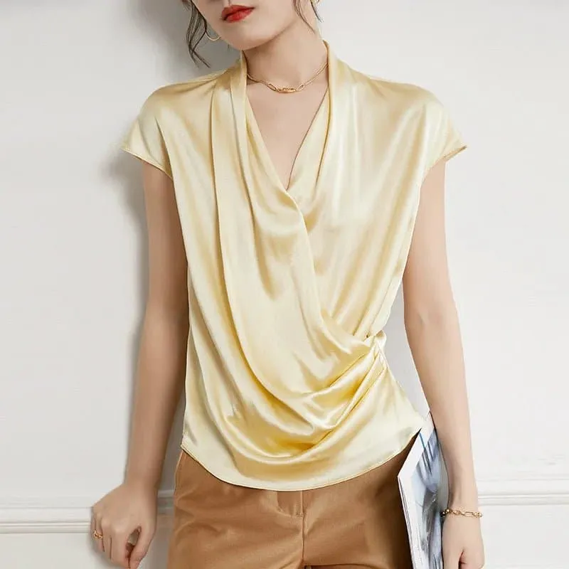 Mulberry Silk Shirts - Premium Casual V-Neck Silk Shirts for Women