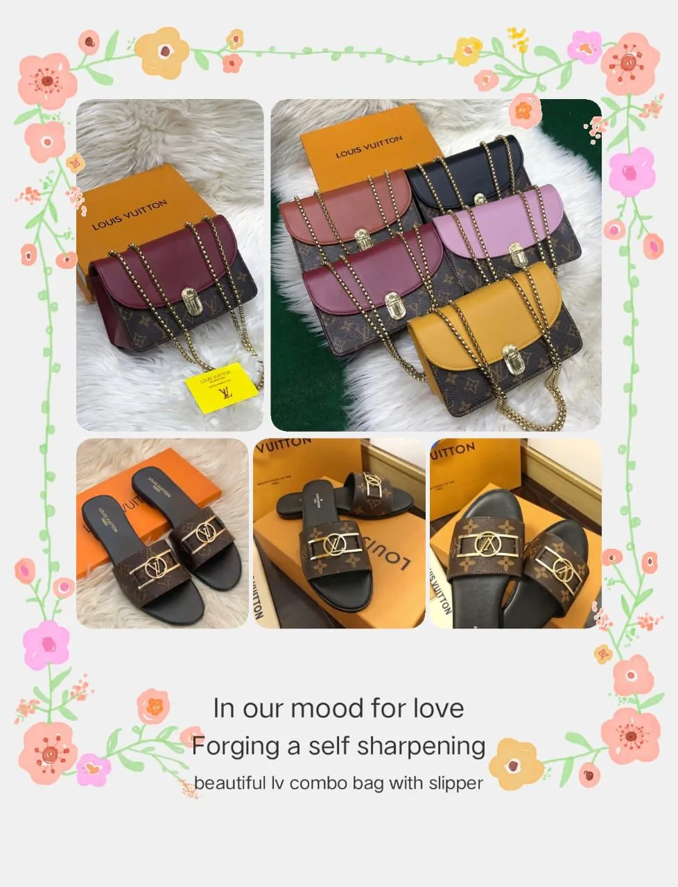New LV Combo Slippers   Bag