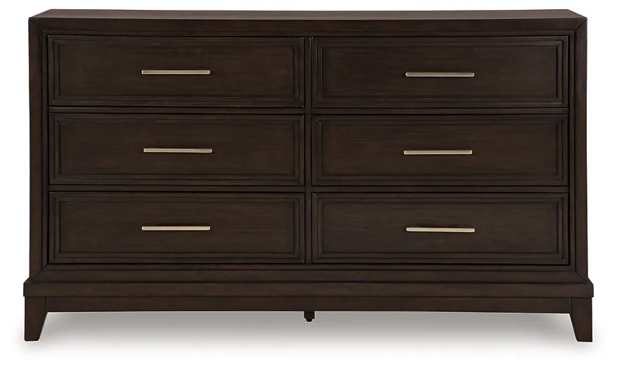 Neymorton California King Upholstered Panel Bed with Dresser and 2 Nightstands