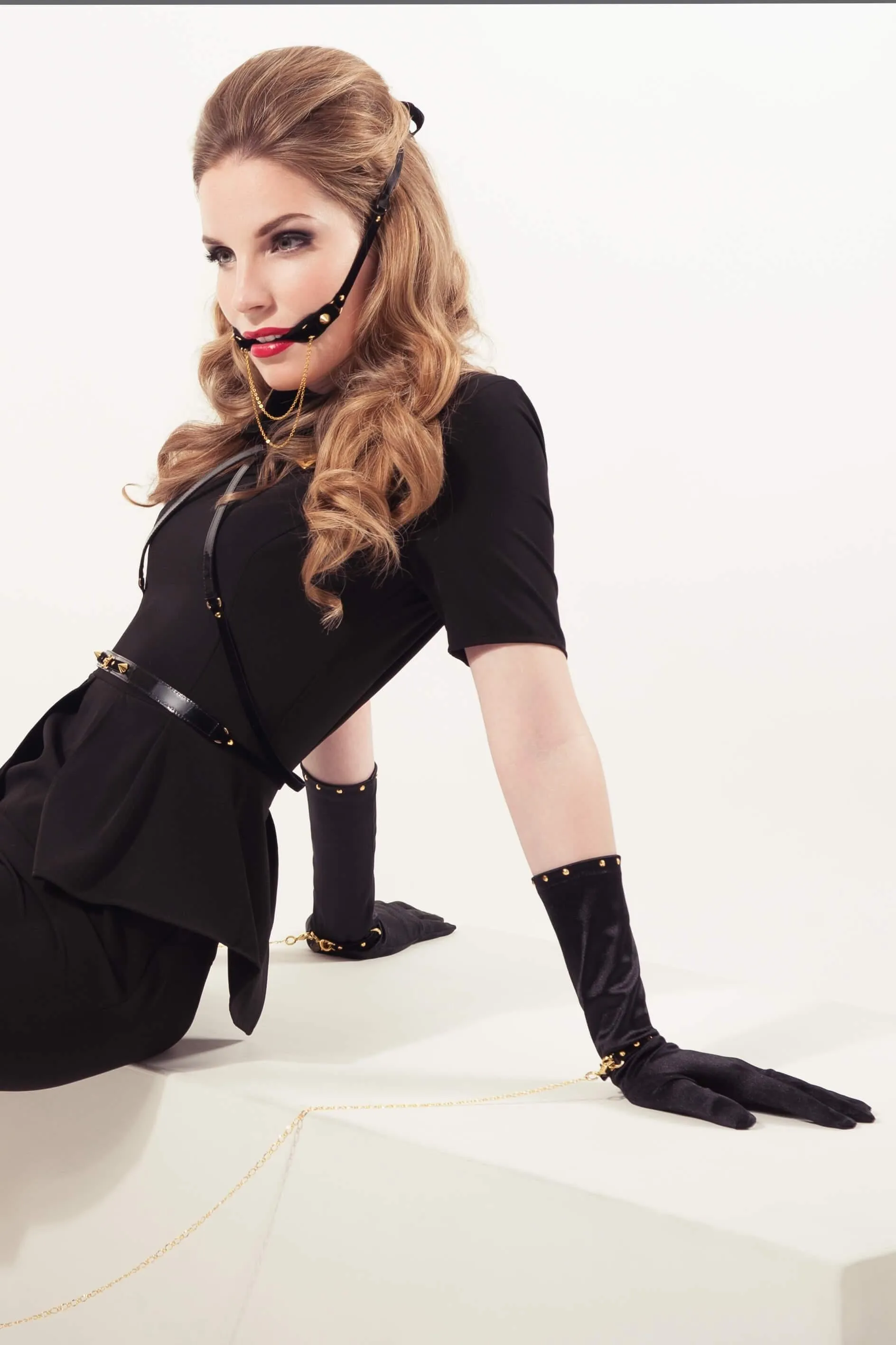 Noir Black Satin Gloves