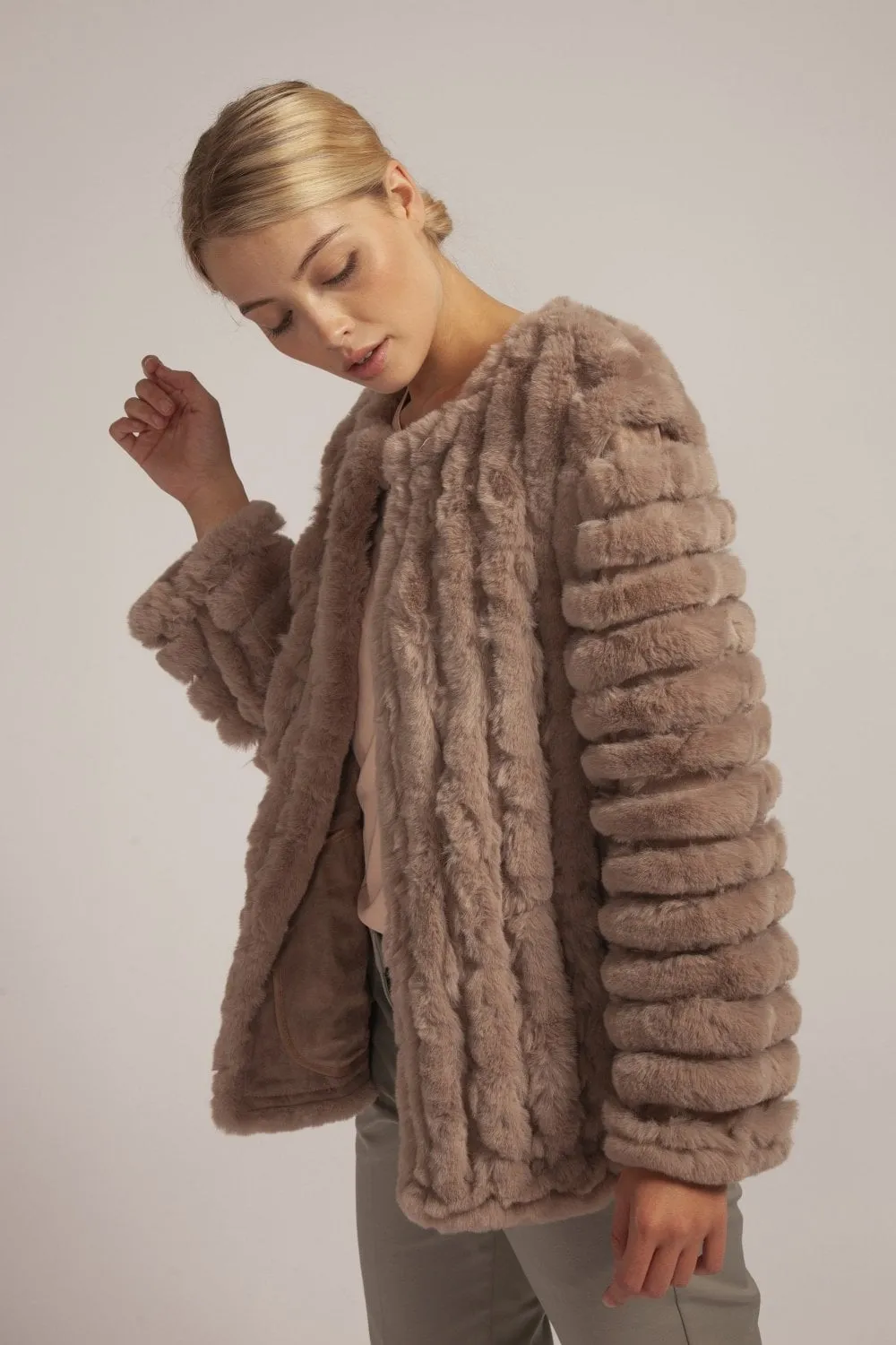 Oda Faux Fur & Suedette Coat