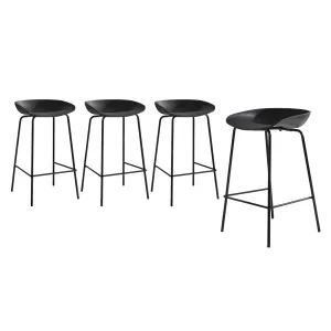 Oikiture Set of 4 Kitchen Bar Stools Stool Dinning Counter Chairs Metal Black