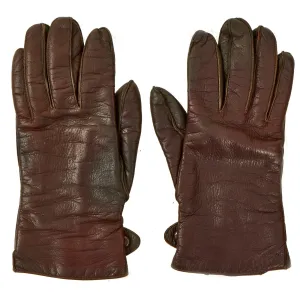 Original German WWII Luftwaffe Short Wool Lined Leather Fingerhandschuhe Flight Gloves