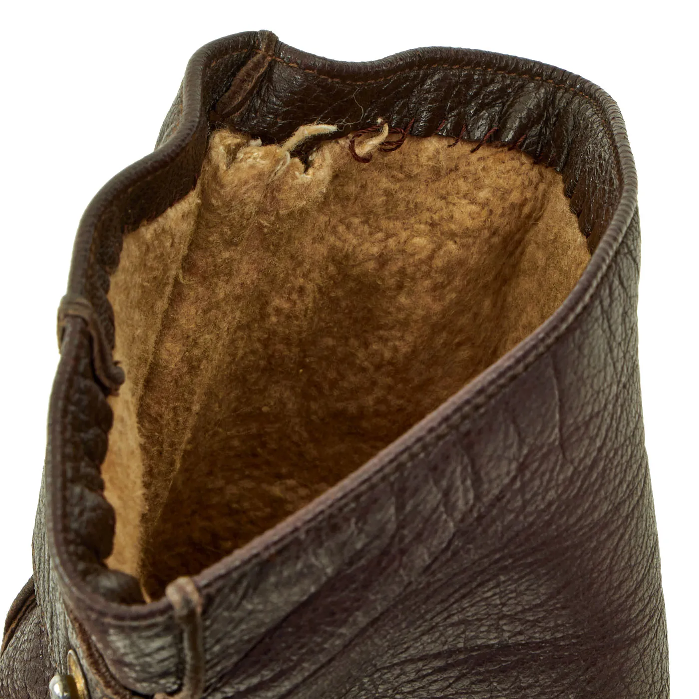 Original German WWII Luftwaffe Short Wool Lined Leather Fingerhandschuhe Flight Gloves