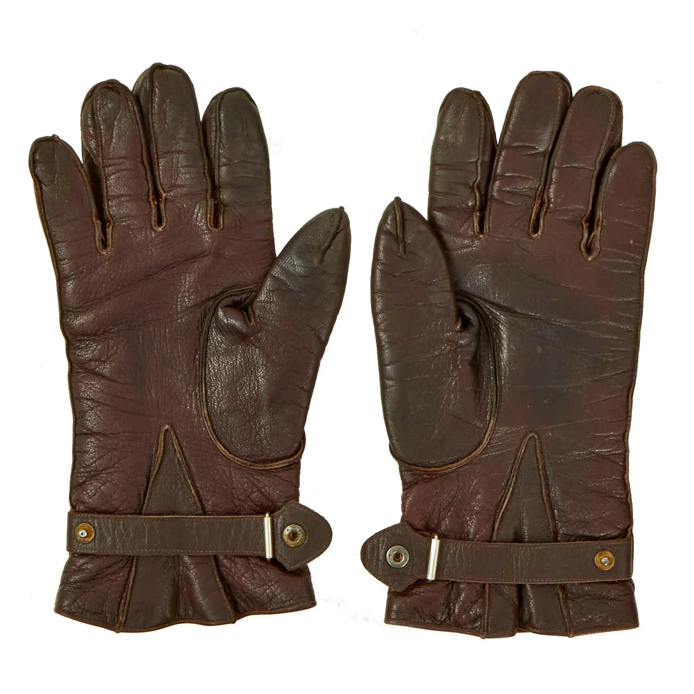 Original German WWII Luftwaffe Short Wool Lined Leather Fingerhandschuhe Flight Gloves