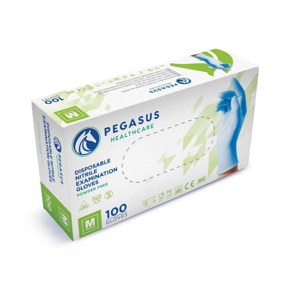 Pegasus Healthcare Nitrile Disposable Gloves Pack of 100