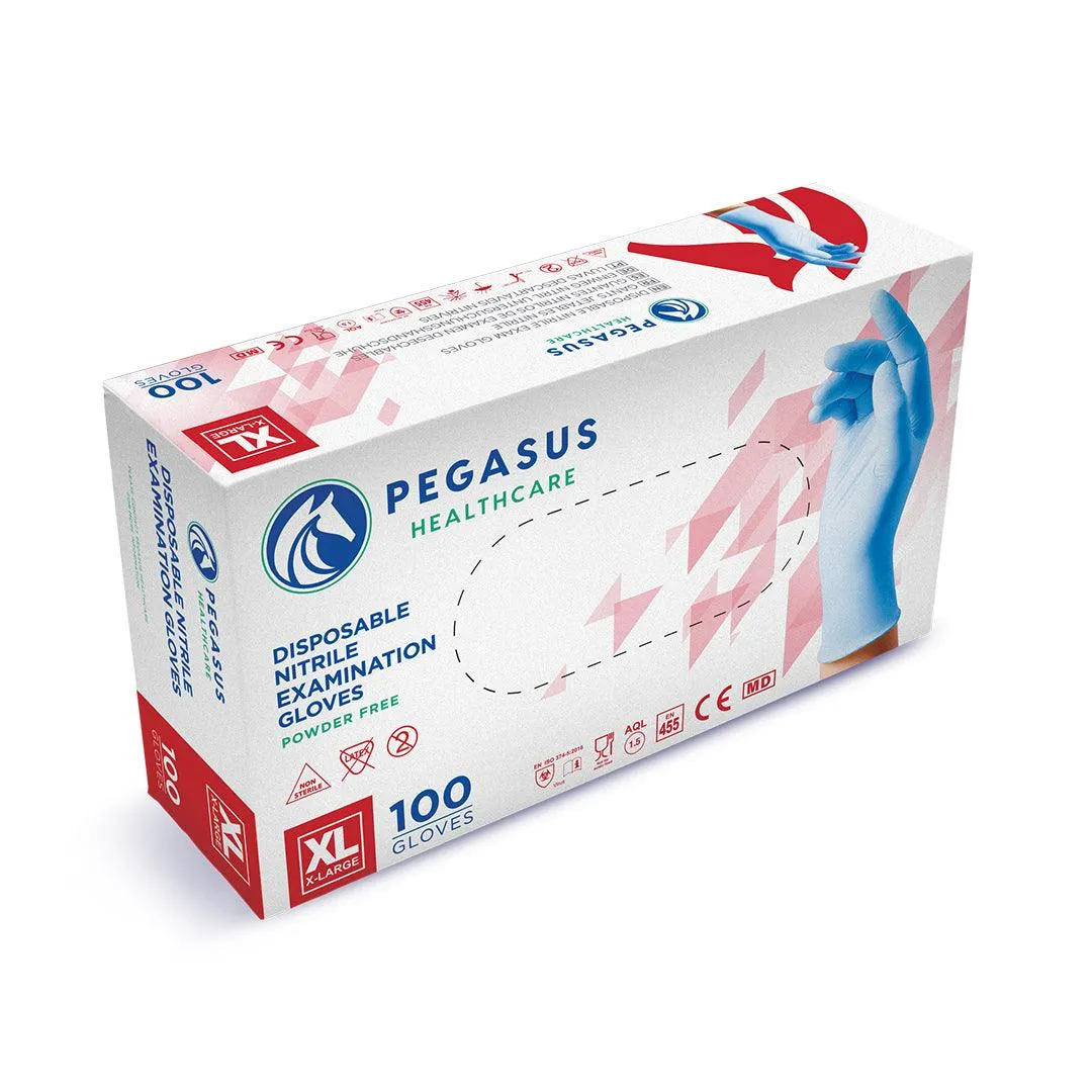 Pegasus Healthcare Nitrile Disposable Gloves Pack of 100