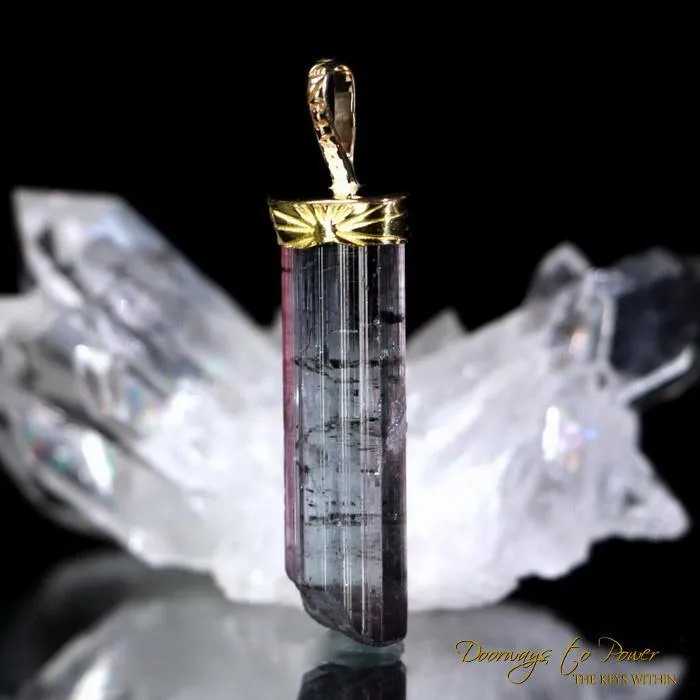 Pink & Blue Tourmaline Light Language Pendant 14k