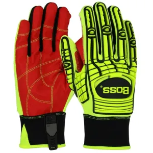 PIP Boss 120-MP2120 TPR Glove with Red PVC Grip Palm and Spandex Back, 1 Pair