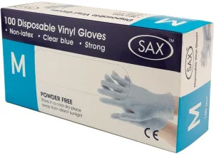 Sax Disposable Vinyl Gloves - Blue - Medium - Pack of 100