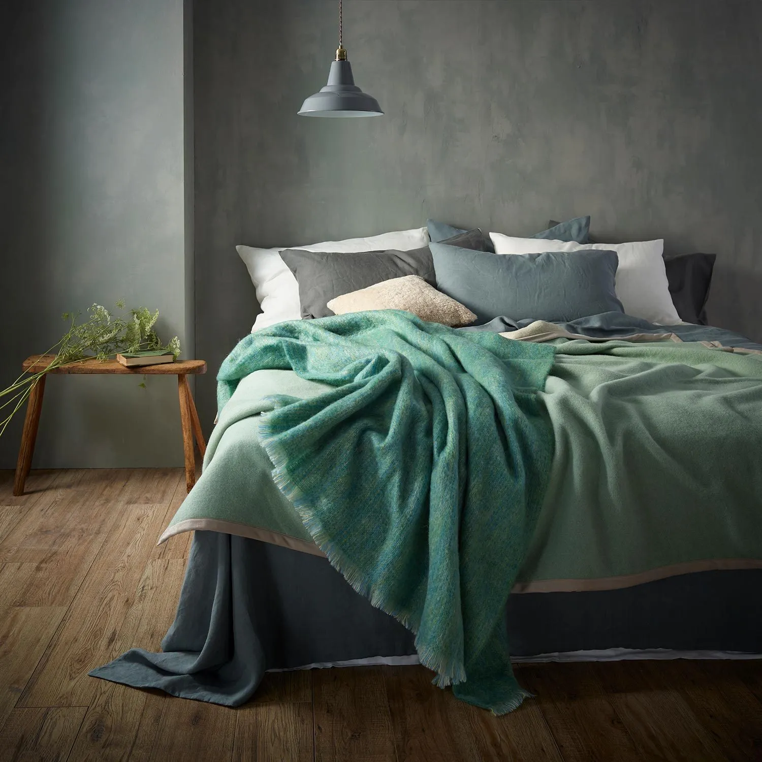 Sea Glass Green Mohair Throw