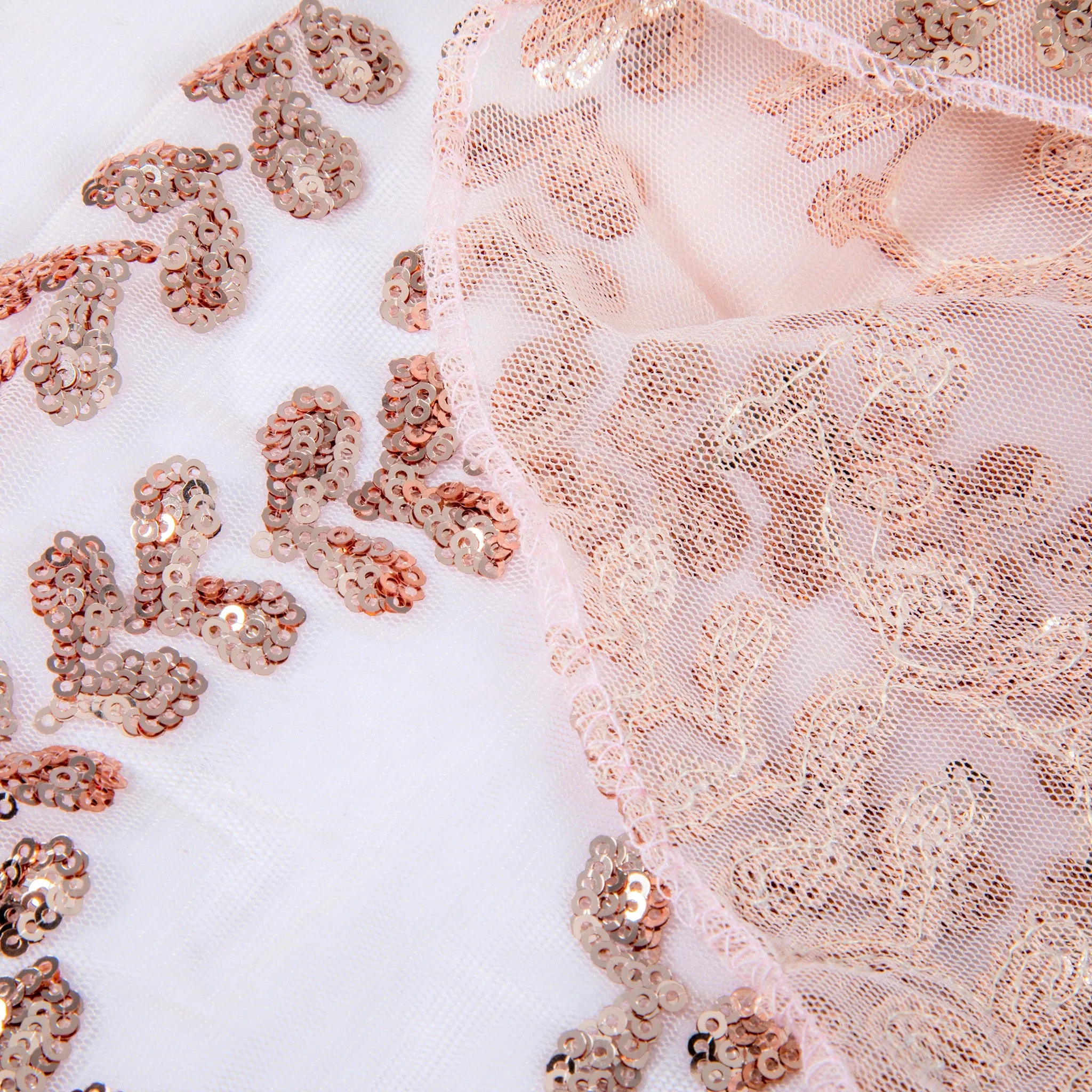 Sequin Vine Tablecloth Overlay 90"x156" Rectangle  - Blush/Rose Gold