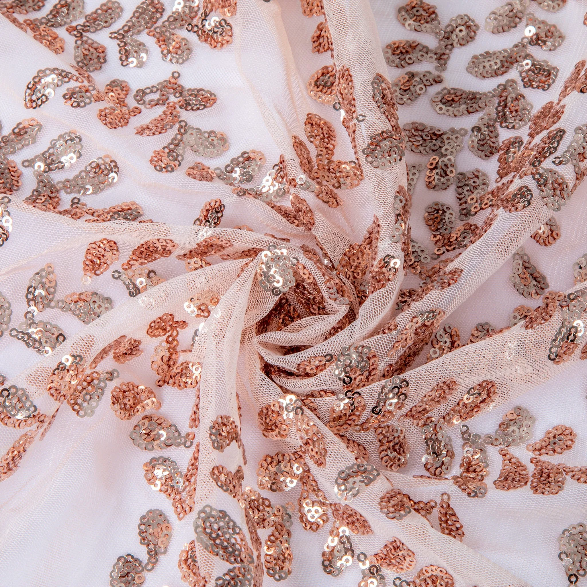 Sequin Vine Tablecloth Overlay 90"x156" Rectangle  - Blush/Rose Gold