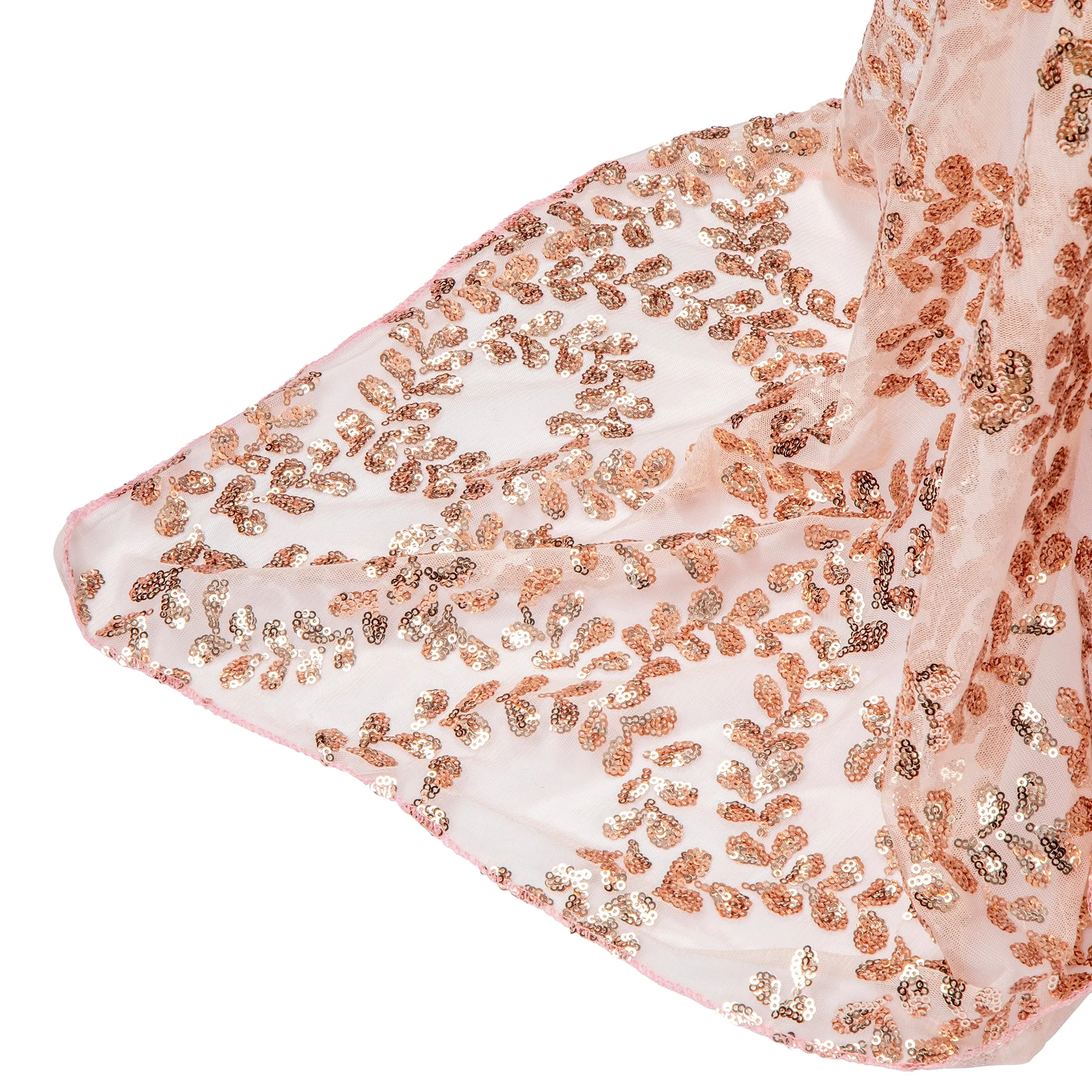 Sequin Vine Tablecloth Overlay 90"x156" Rectangle  - Blush/Rose Gold