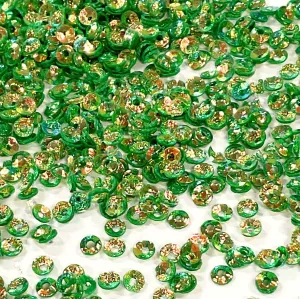 Sequins - Cup - Circle - 3mm - Bright Green with Gold and Red Lights (S110)