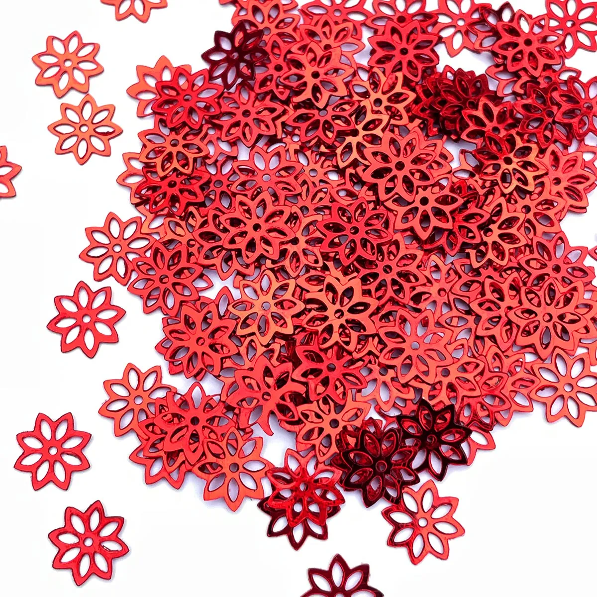 Sequins - Flower - 9mm - Flat - Bright Red (S222)