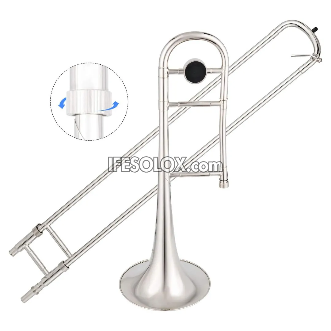 Silver B-Flat Tenor Slide Trombone for Beginners, Professionals and Concerts - Brand New