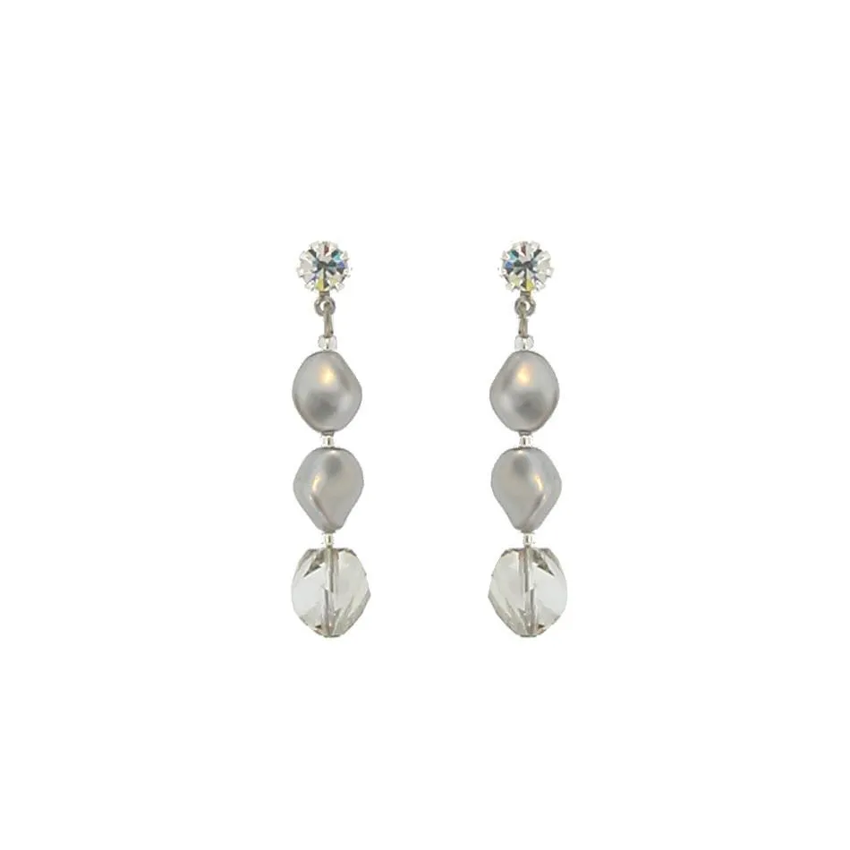 Silver Pearl & Crystal Earrings