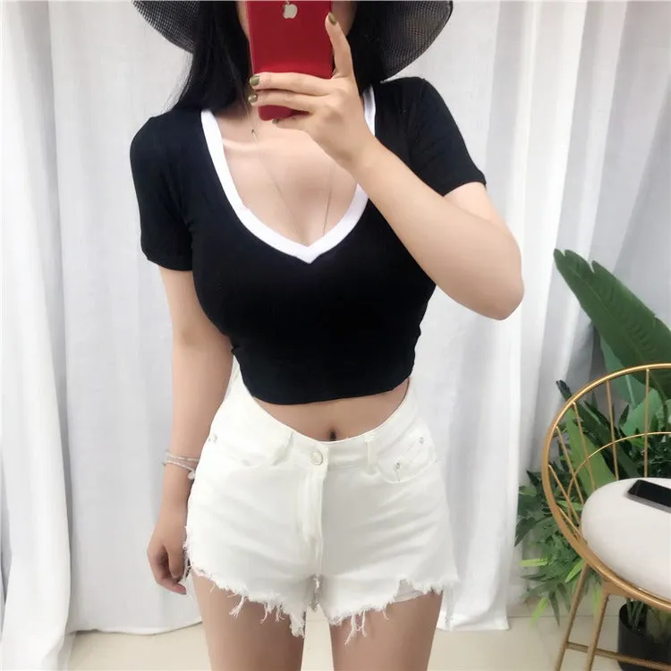 Summer Sexy Korean Style Slim Fit Short Sleeve Tees