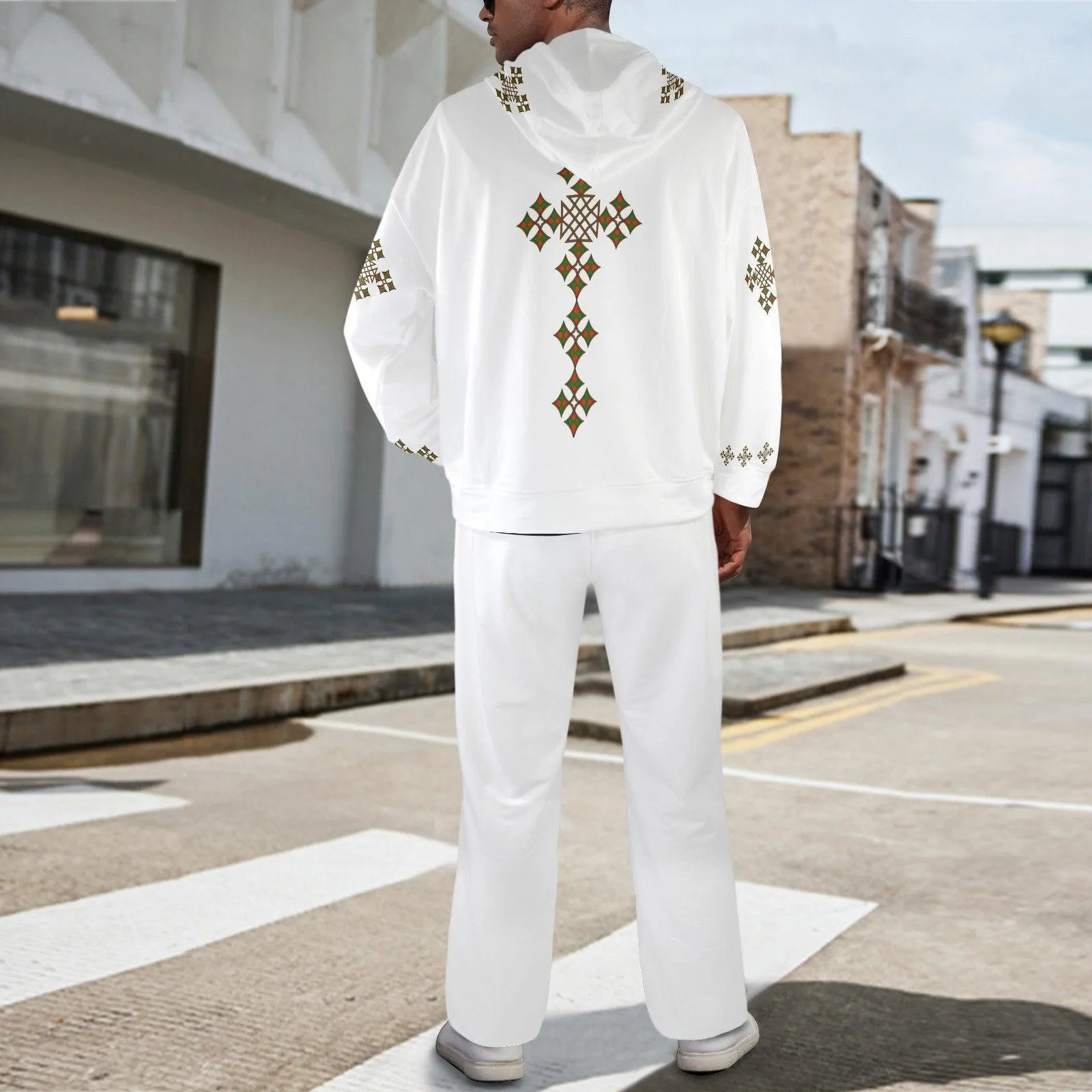 Tracksuit Set Men's Streetwear Flared Tracksuit Cross