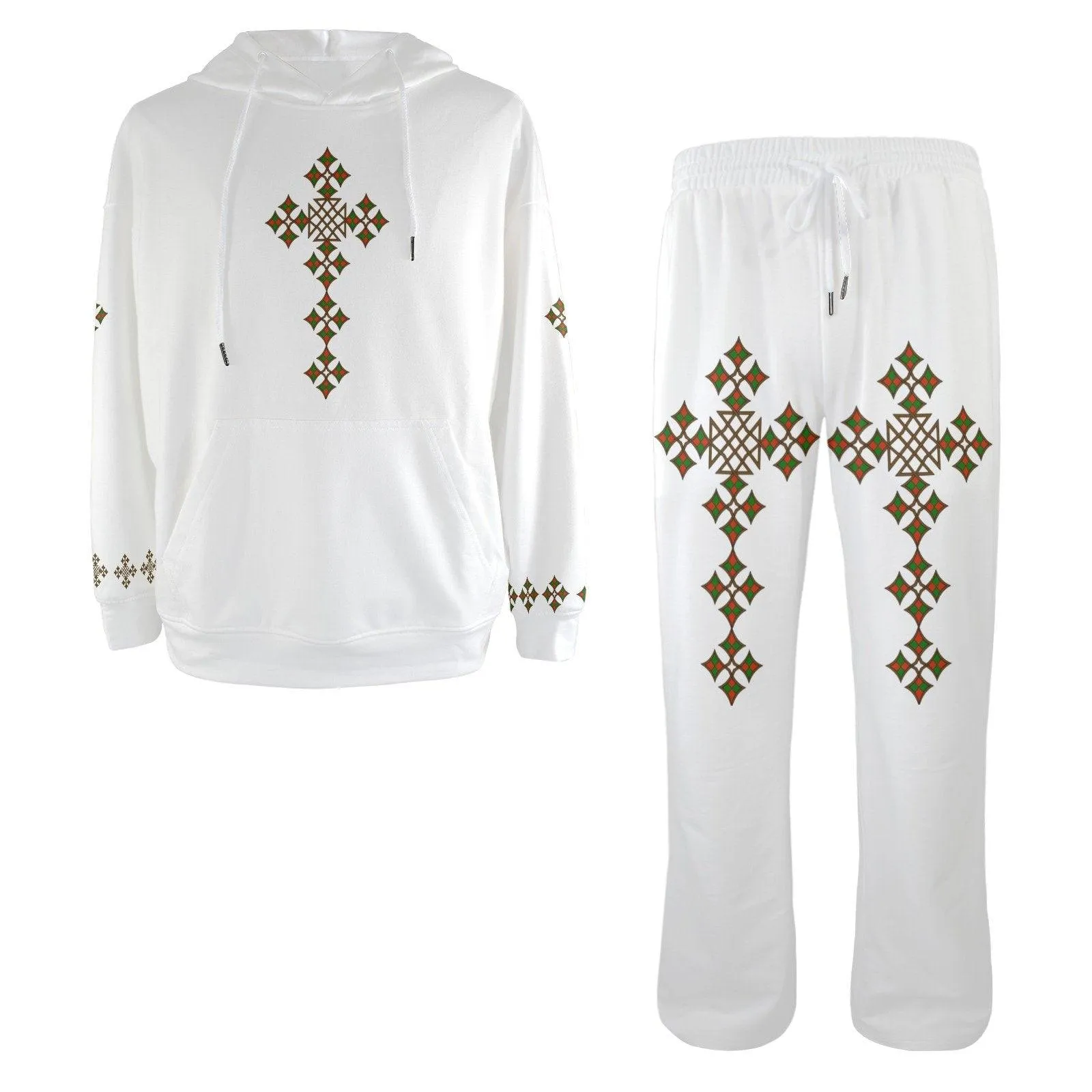 Tracksuit Set Men's Streetwear Flared Tracksuit Cross