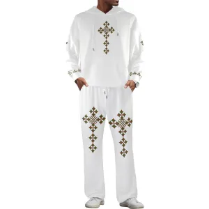 Tracksuit Set Men's Streetwear Flared Tracksuit Cross