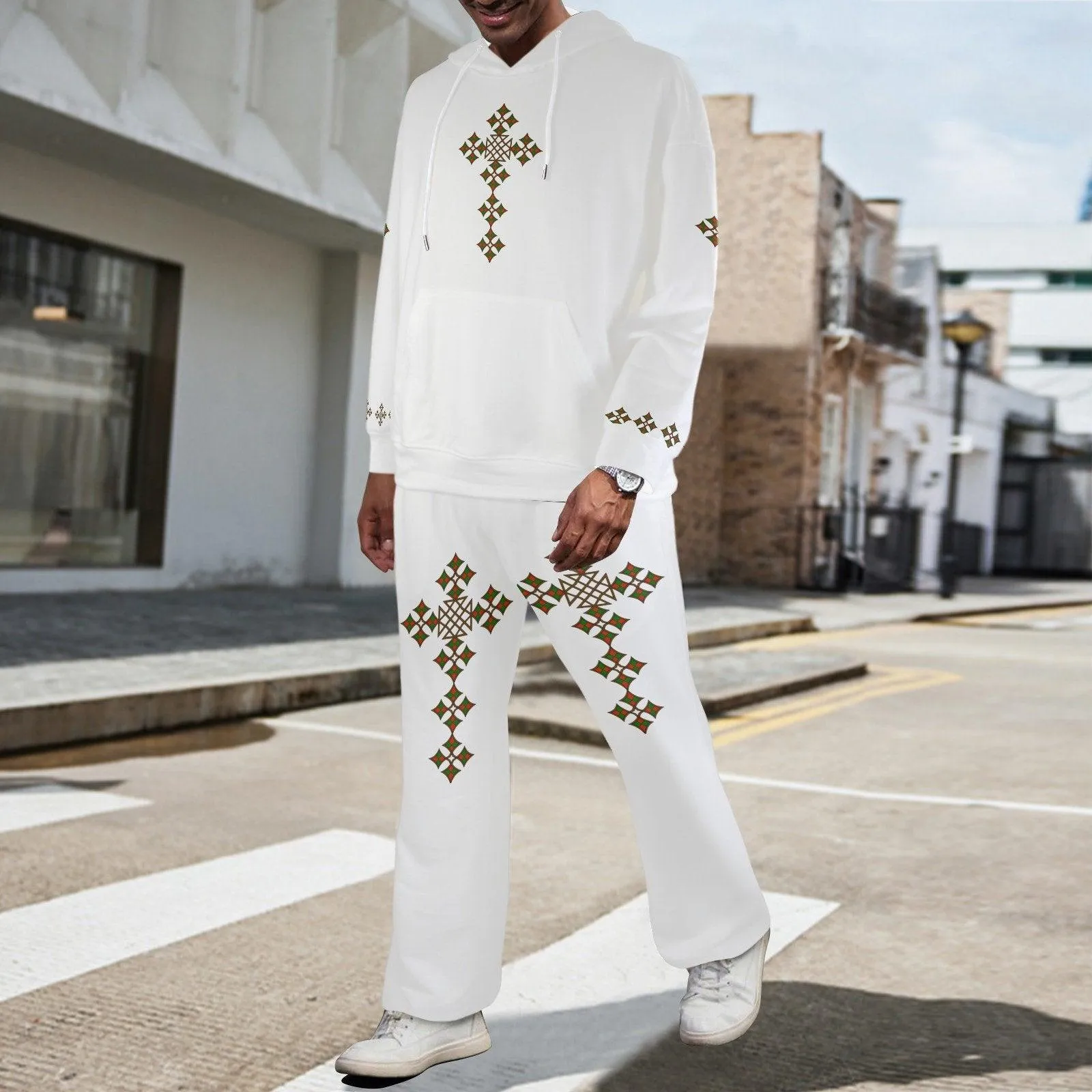 Tracksuit Set Men's Streetwear Flared Tracksuit Cross