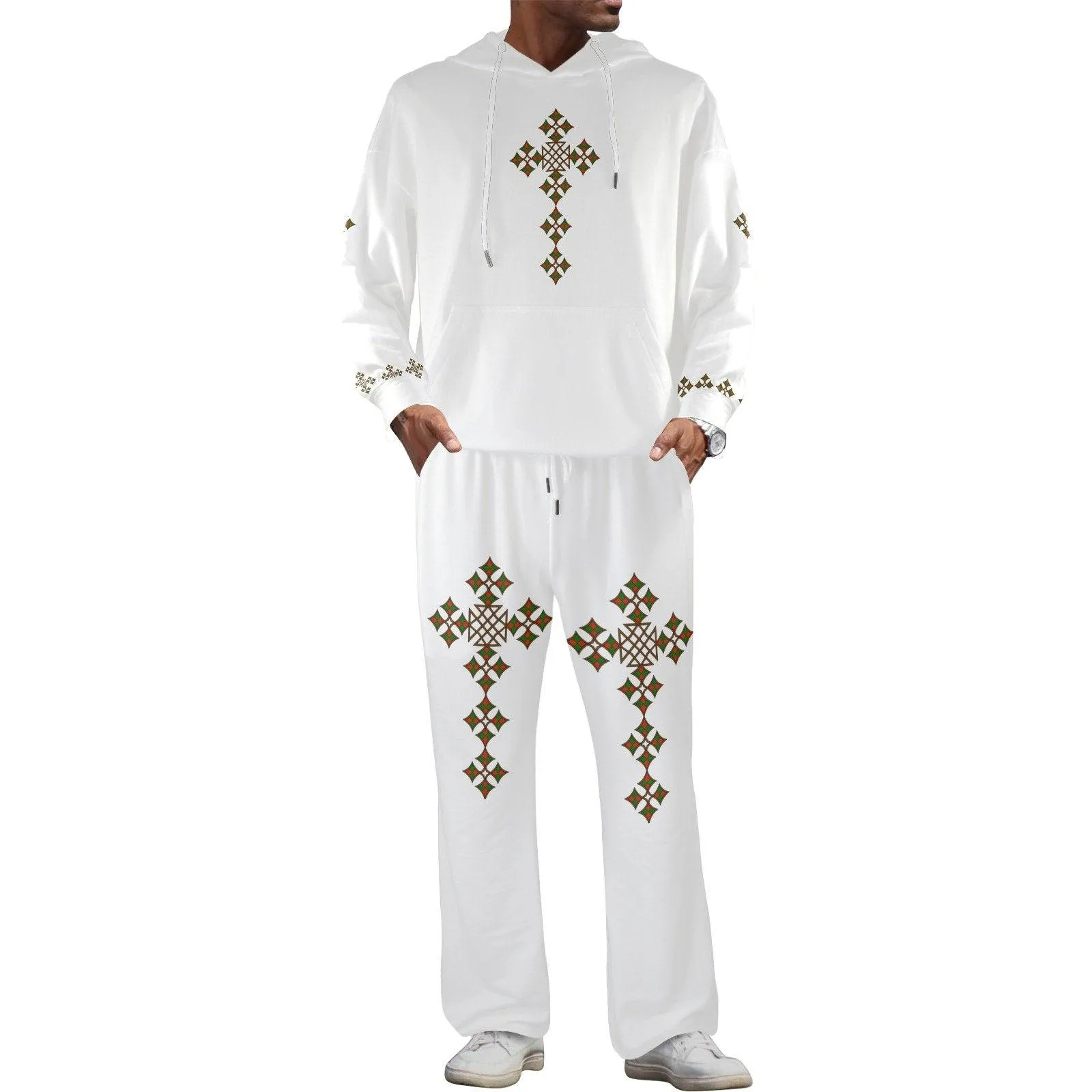 Tracksuit Set Men's Streetwear Flared Tracksuit Cross