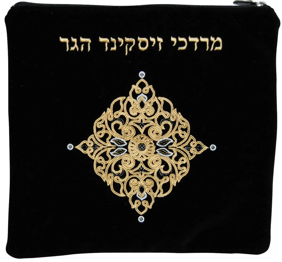 Velvet Tallis and Teffilin Bag Elegant Diamond Shape Swirl V430-BK