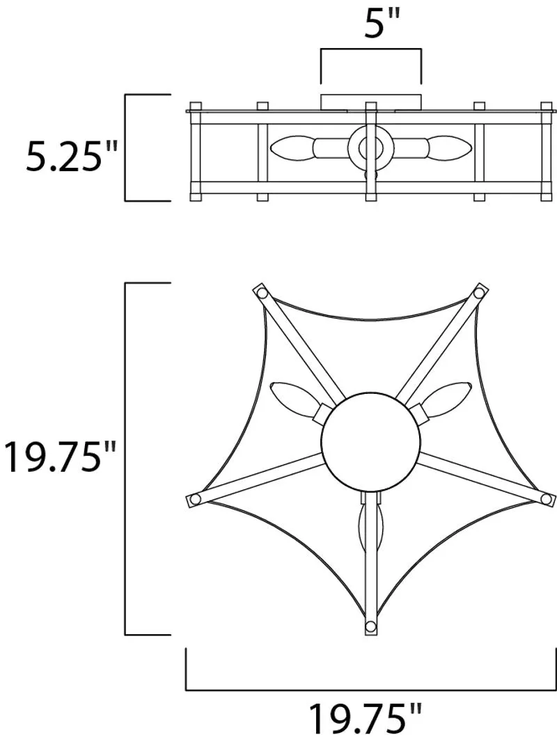 Wellington 19.75" 3 Light Flush Mount in Oil Rubbed Bronze Antique Brass