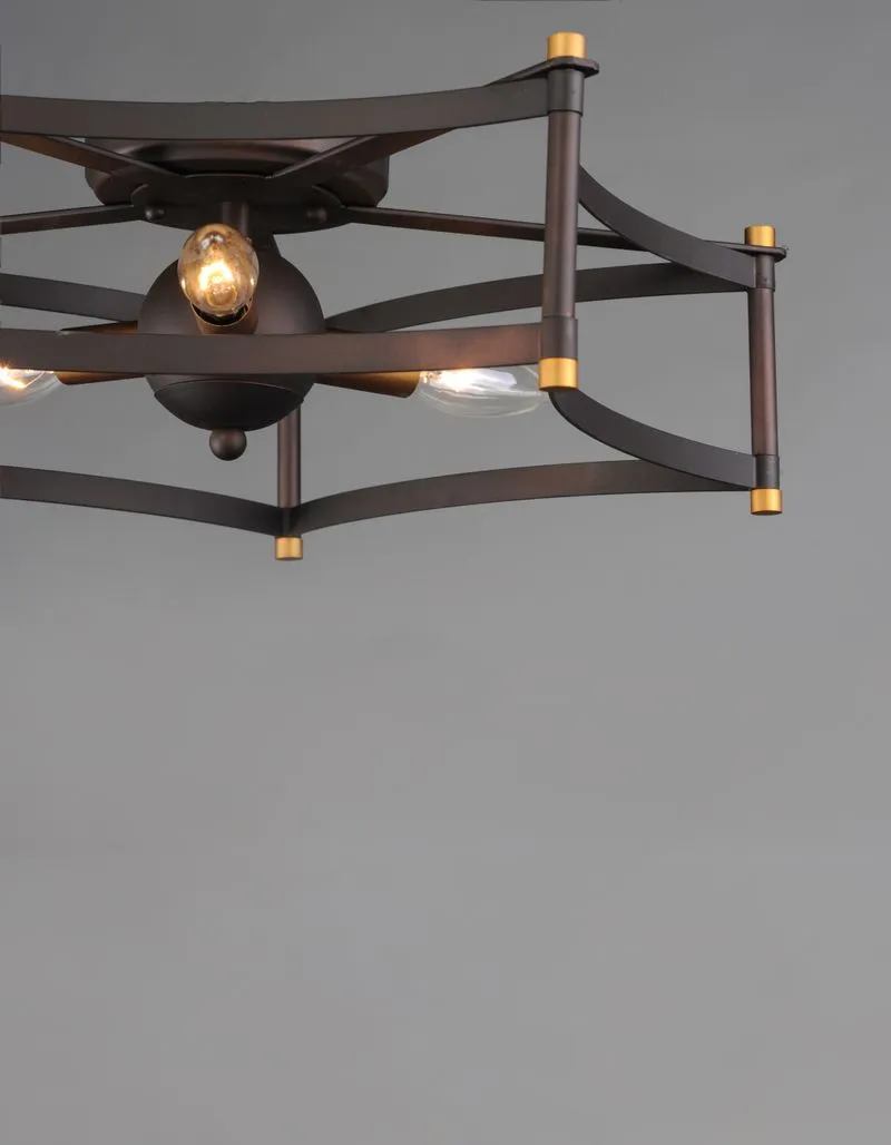 Wellington 19.75" 3 Light Flush Mount in Oil Rubbed Bronze Antique Brass