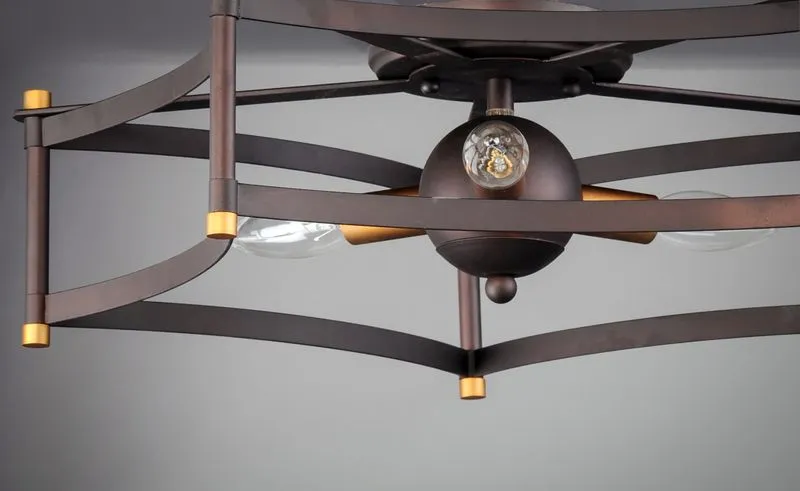 Wellington 19.75" 3 Light Flush Mount in Oil Rubbed Bronze Antique Brass