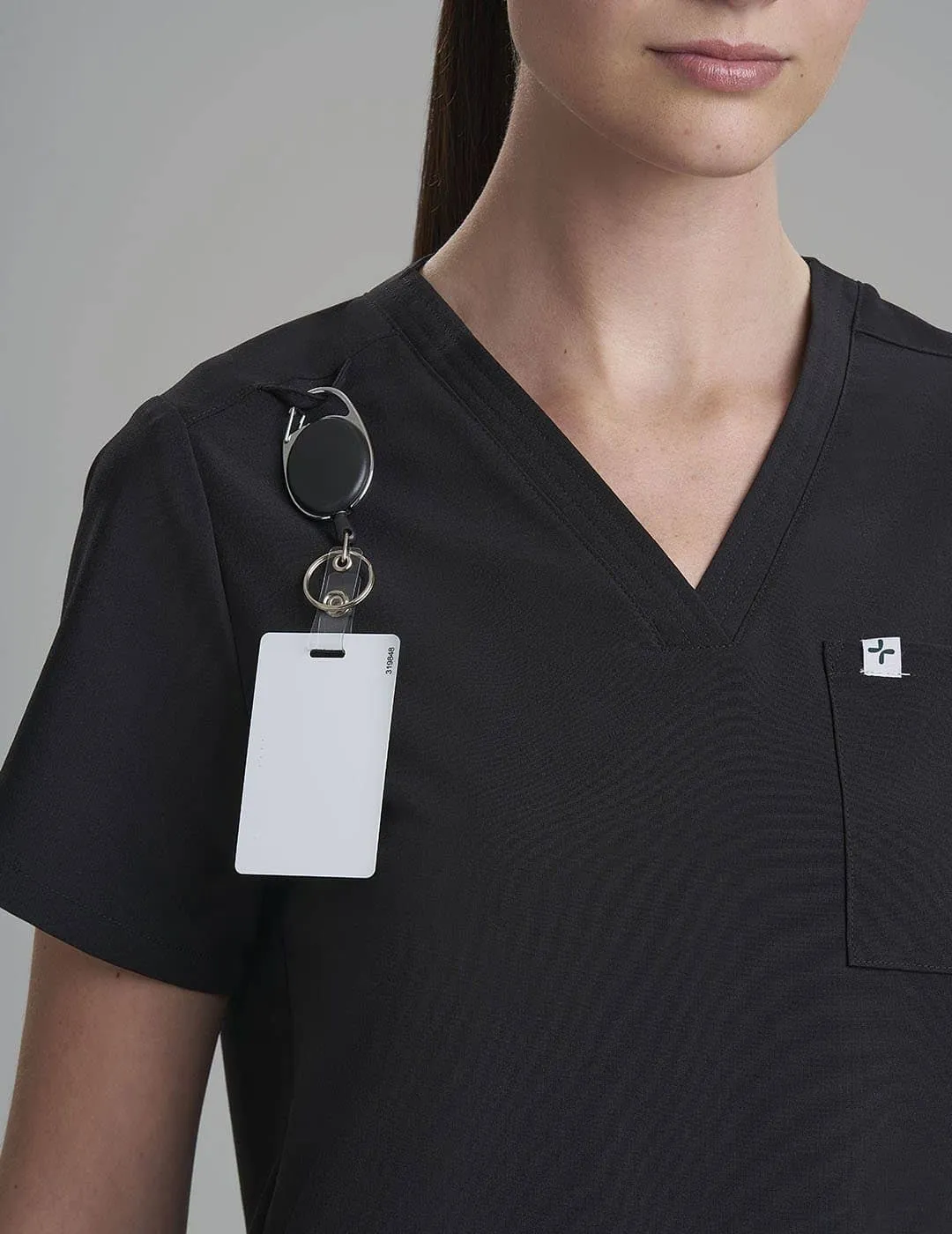 Womens 3-Pocket V-Neck Scrub Top - Black