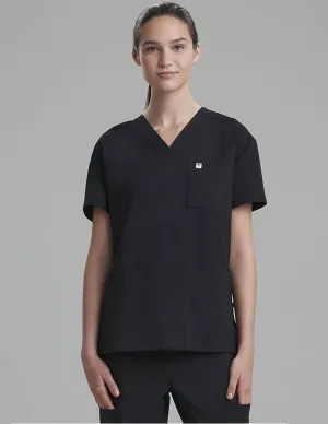 Womens 3-Pocket V-Neck Scrub Top - Black