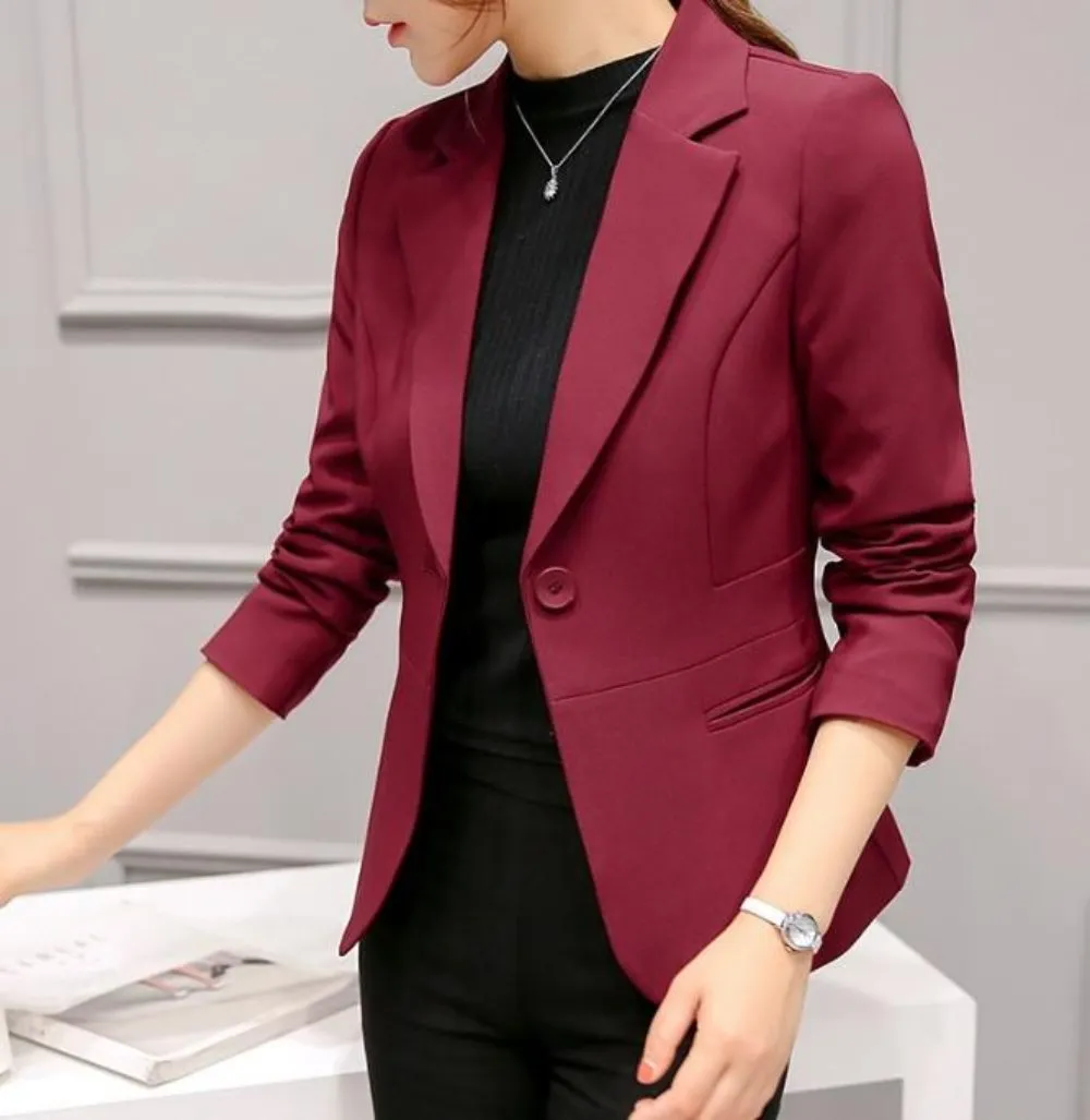 Womens Business Casual Slim Cut One Button Blazer