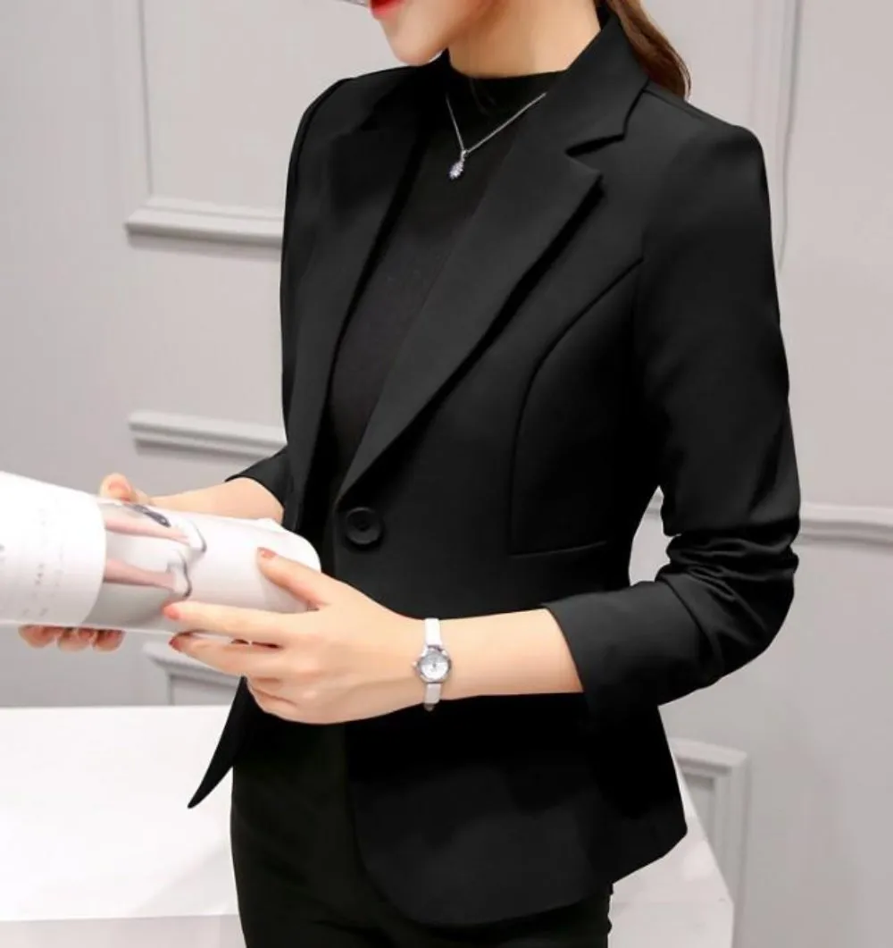 Womens Business Casual Slim Cut One Button Blazer