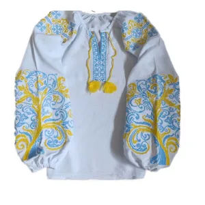 Women's embroidered blouse with yellow and blue embroidery