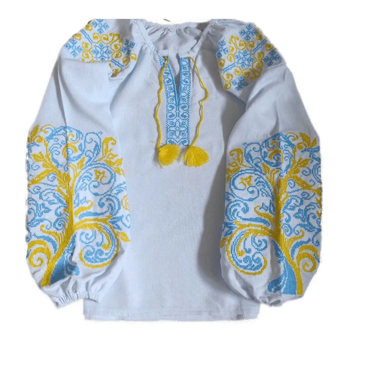 Women's embroidered blouse with yellow and blue embroidery