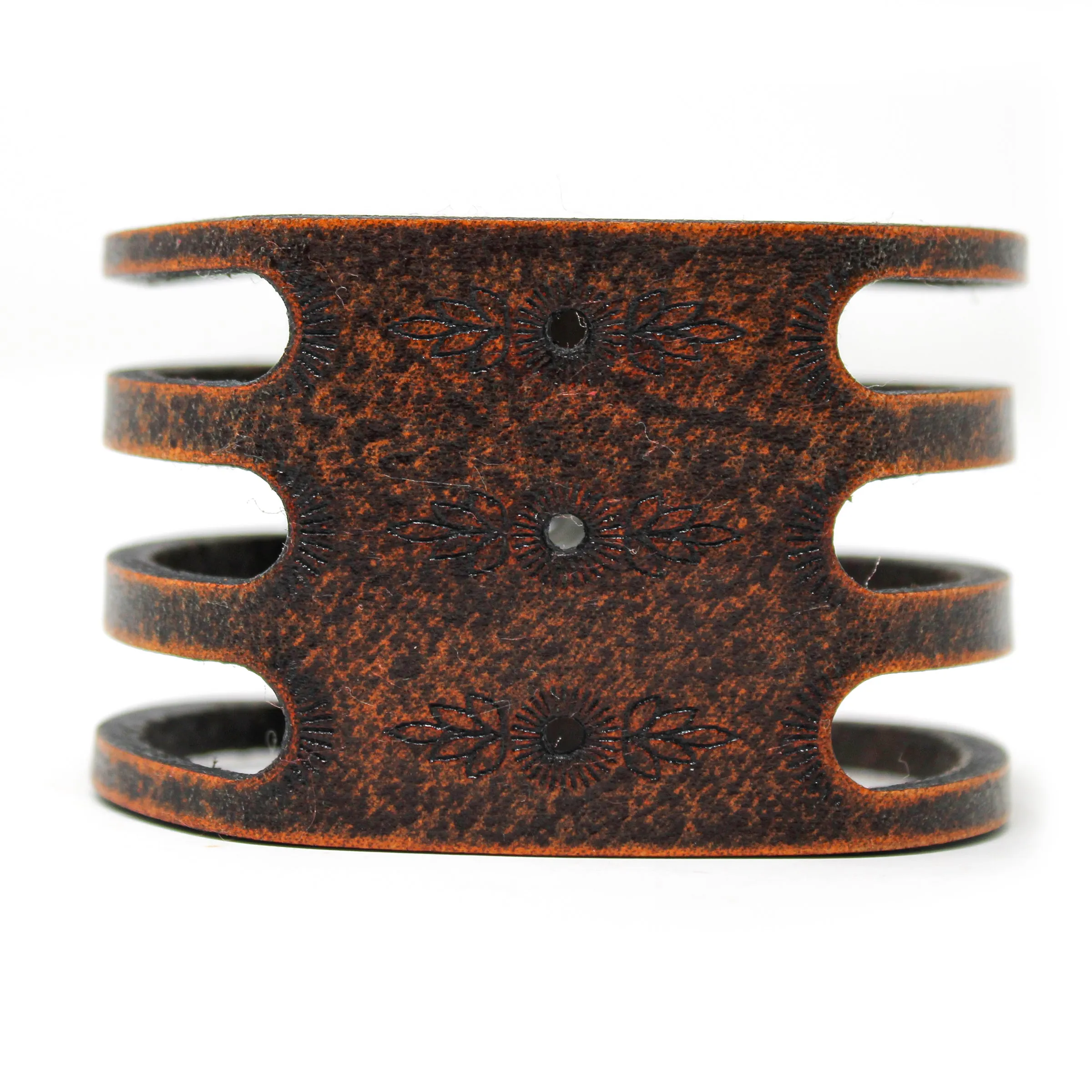 Women's Leather Cuff - Tri Cut Blossom Cuff