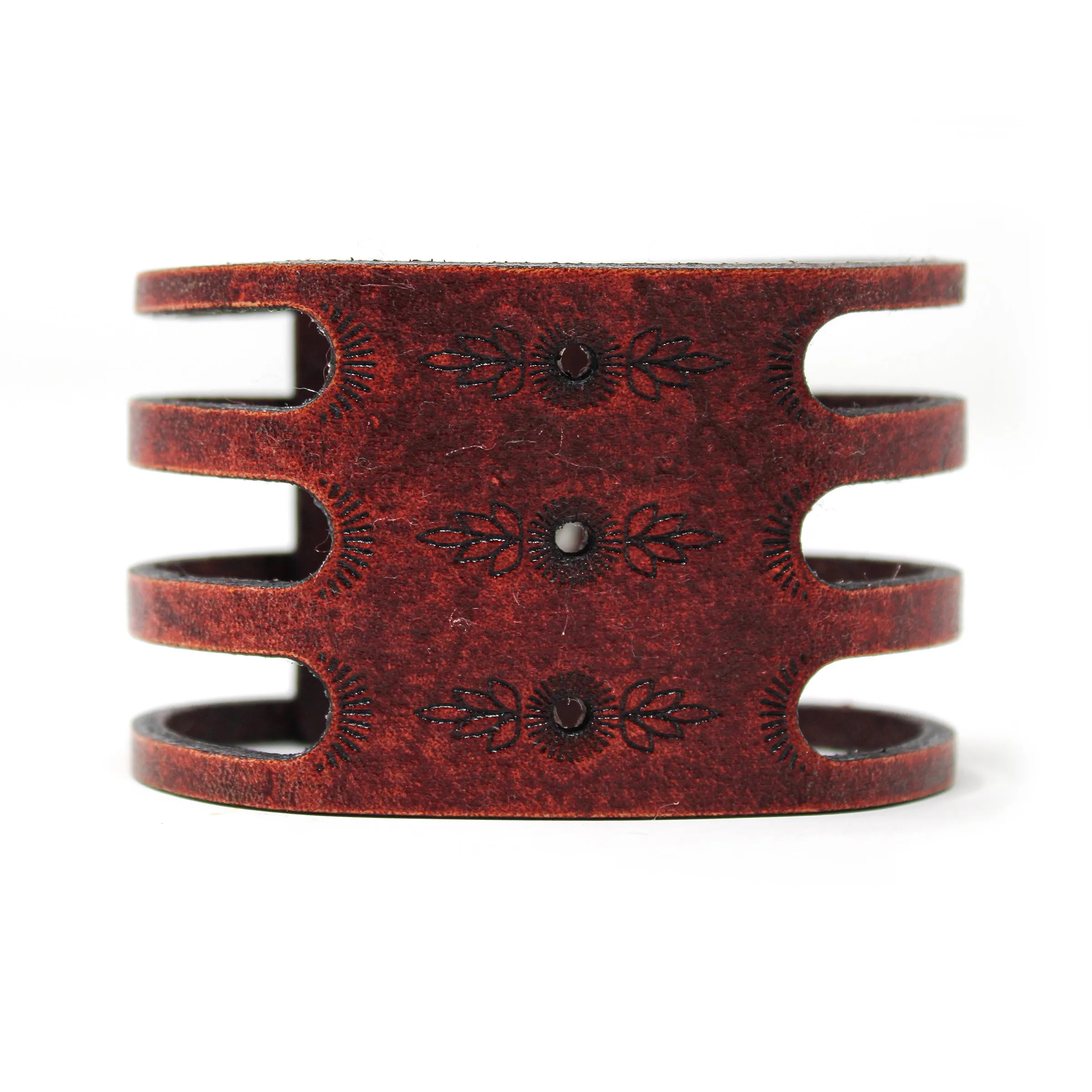 Women's Leather Cuff - Tri Cut Blossom Cuff
