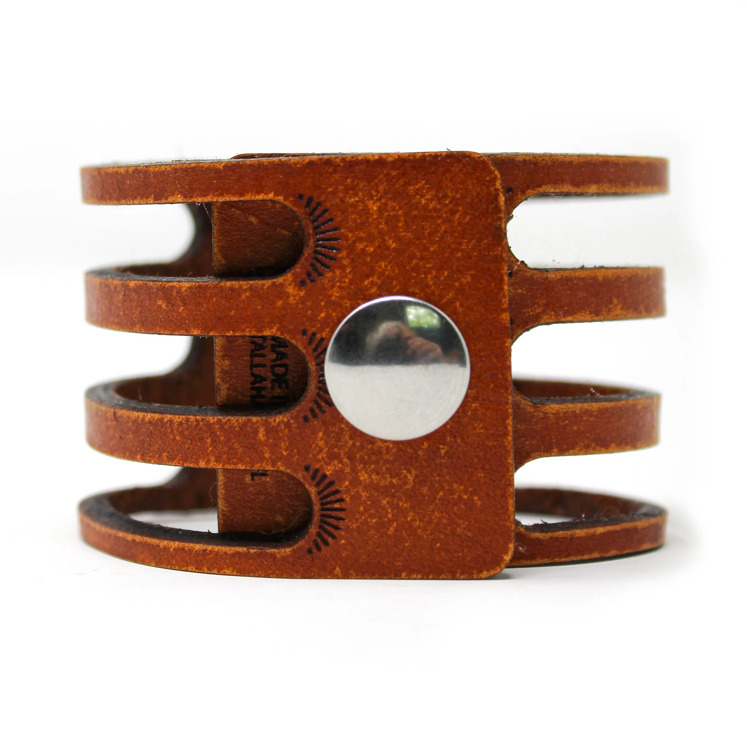Women's Leather Cuff - Tri Cut Blossom Cuff