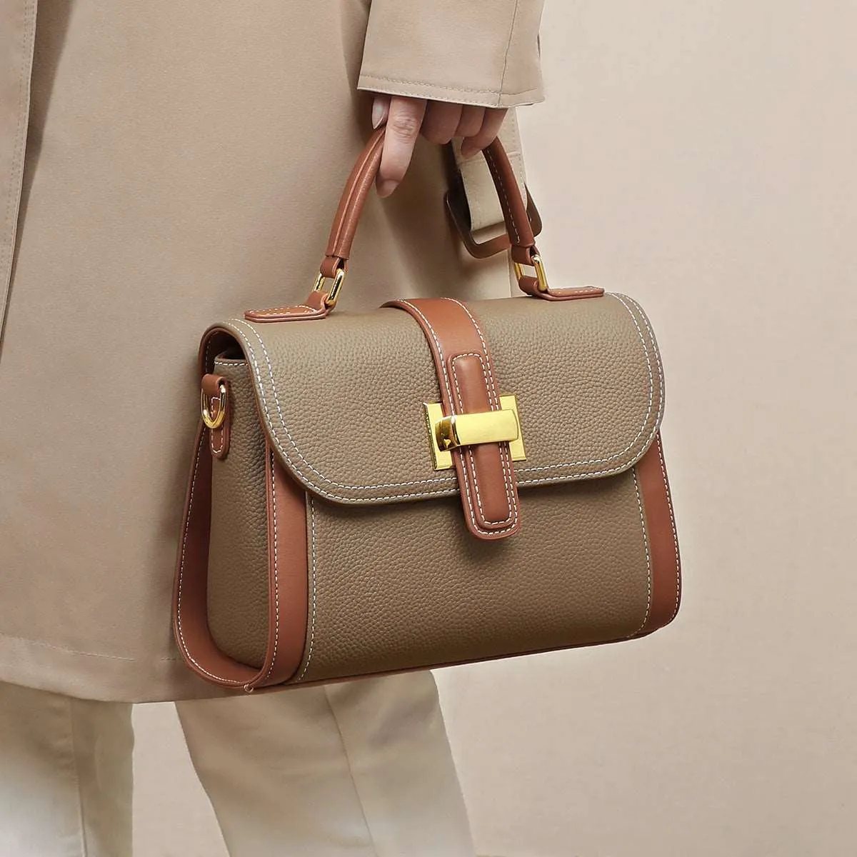 Women's One-shoulder Genuine Leather Handbag