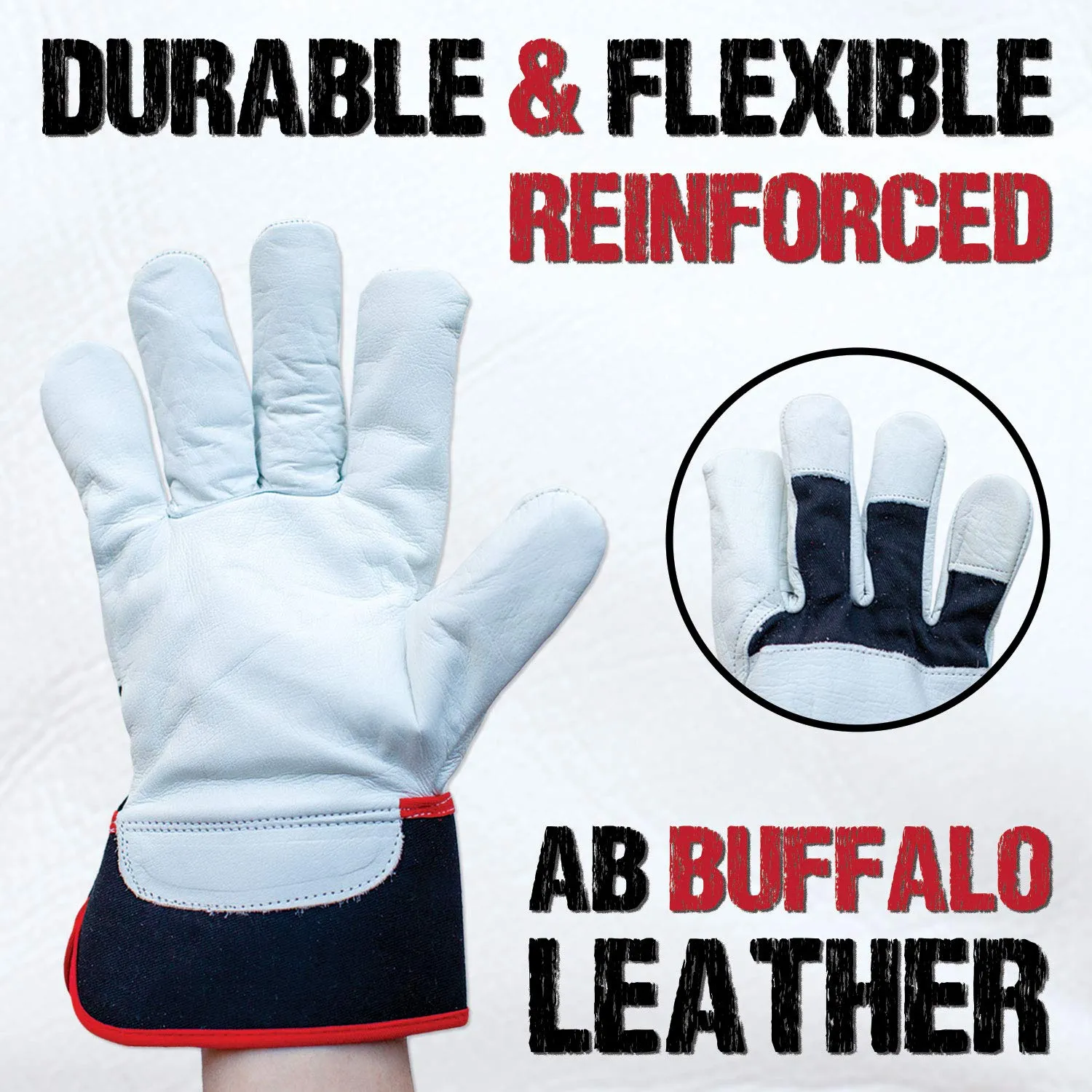 XGrip Buffalo Leather Work Gloves With Knuckle Protection - Bison Life