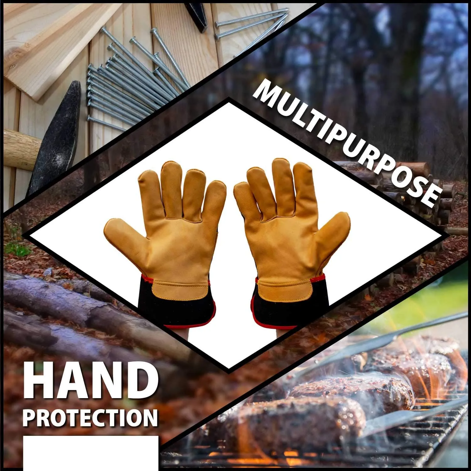 XGrip Camel Leather Work Gloves With Knuckle Protection - Bison Life