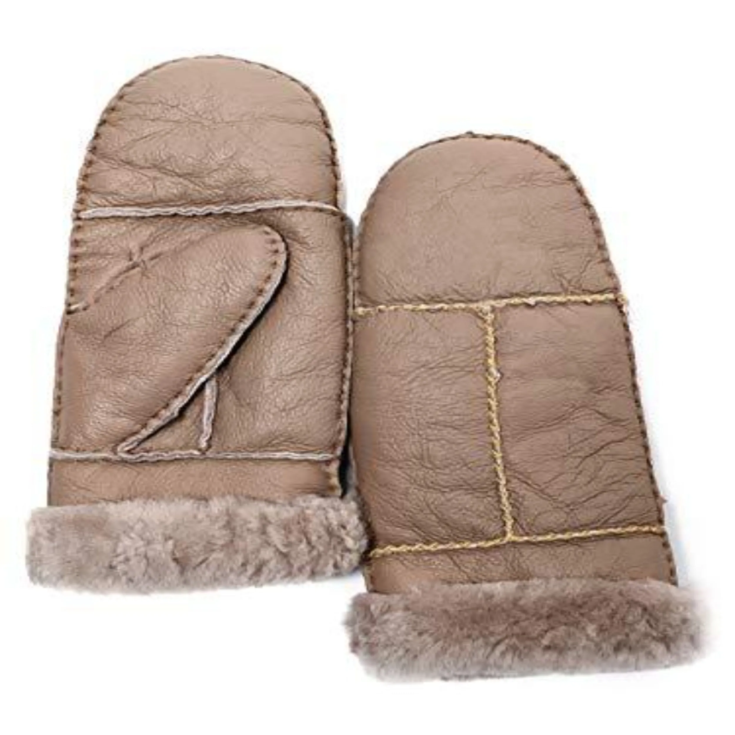 YISEVEN Womens  Sheepskin Shearling Leather Gloves(Mittens)